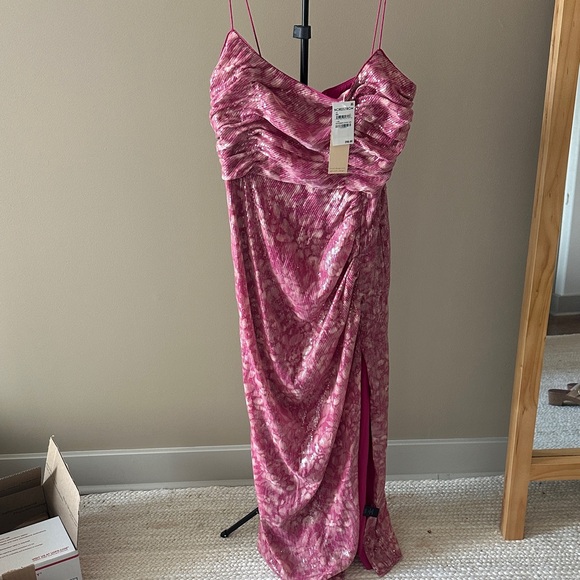 HUTCH NEW pink sequin maxi Sleeveless Ruched Dress NWT - Picture 1 of 1